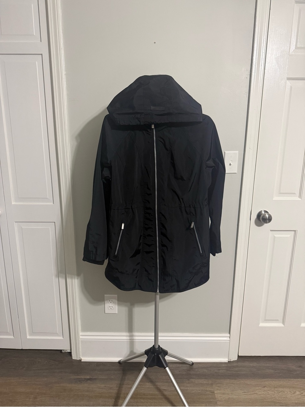 Calvin Klein Black Hooded Trench Coat